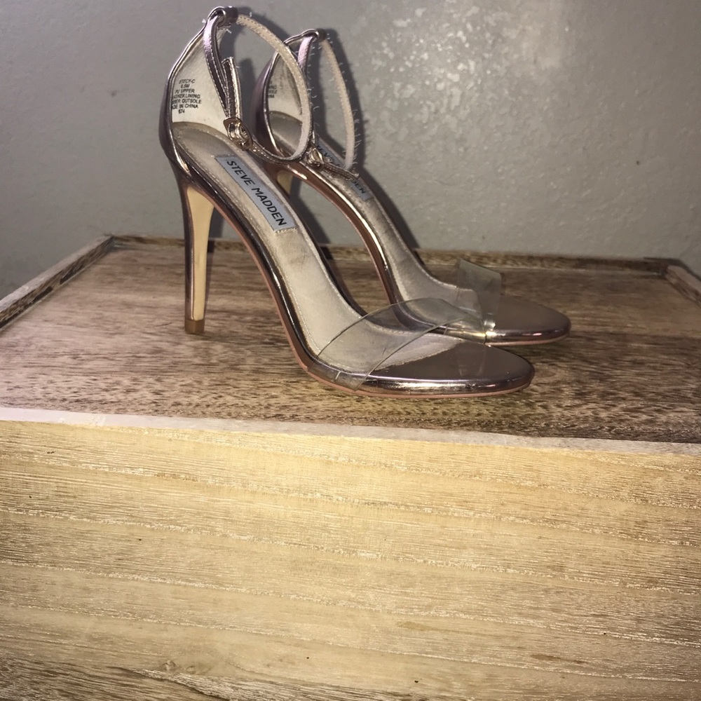 Steve Madden Clear Stilettoe, Ankle starp - Picture 2 of 6